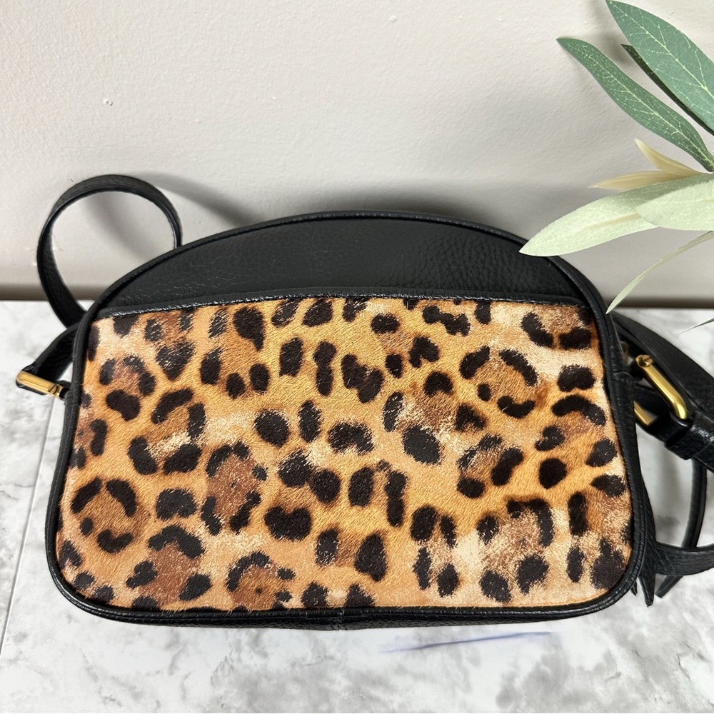J CREW Devon Camera Leopard Calf Hair Leather Crossbody Bag - Picture 9 of 13